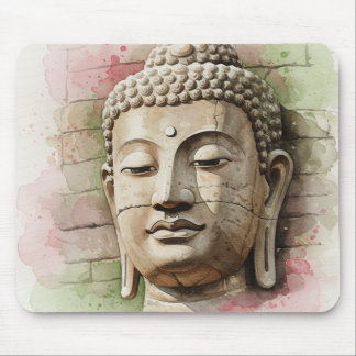 Buddha-huvud i sten musmatta