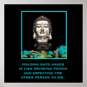 Buddha-huvudstatyn i silver med inspirationsoffert poster