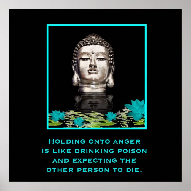 Buddha-huvudstatyn i silver med inspirationsoffert poster (Framsidan)
