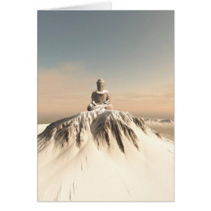Buddha i bergsområdet snö hälsningskort