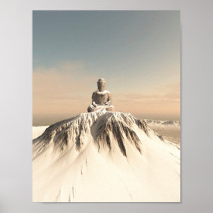 Buddha i bergsområdet snö poster