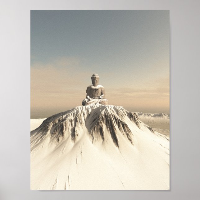 Buddha i bergsområdet snö poster (Framsidan)