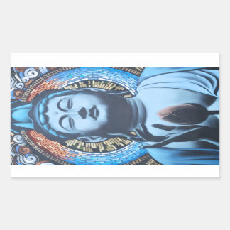 Buddha i Blue Rektangulärt Klistermärke
