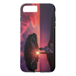 Buddha i den röda aftonhimmlen