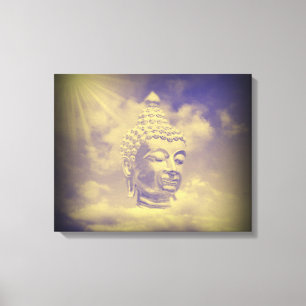buddha i färgade moln med artificiell sol canvastryck
