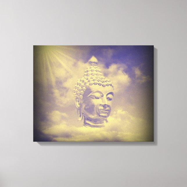 buddha i färgade moln med artificiell sol canvastryck (Framsida)