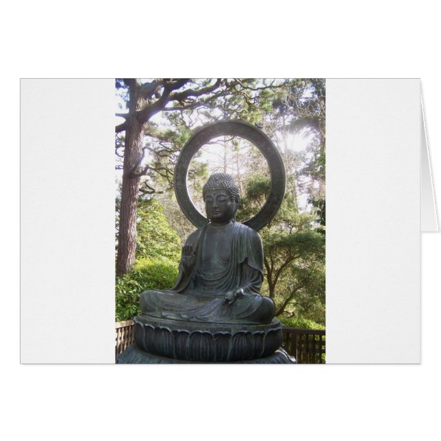Buddha i japanska Tea Garden Hälsningskort (Framsidan Horizontal)