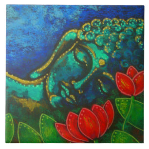 BUDDHA I MIN TRÄDGÅRD 6" X 6" FOTOET BELÄGGER M KAKELPLATTA
