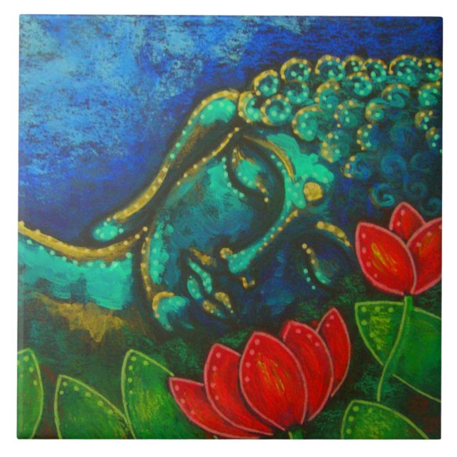 BUDDHA I MIN TRÄDGÅRD 6" X 6" FOTOET BELÄGGER MED KAKELPLATTA (Framsidan)