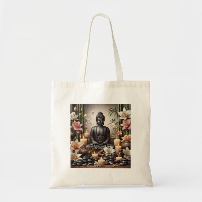 Buddha i Prayer Tote Bag Tygkasse (Framsidan)
