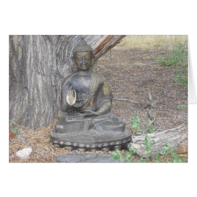 Buddha i skogenkortet hälsningskort (Framsidan Horizontal)