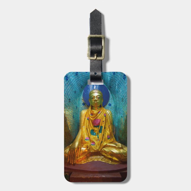 Buddha i utsmyckad nisch bagagebricka (Vertikal Framsida)
