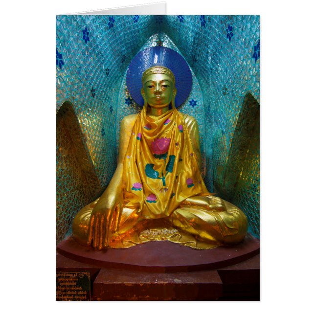 Buddha i utsmyckad nisch hälsningskort (Framsidan)