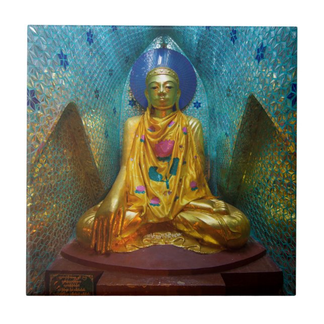 Buddha i utsmyckad nisch kakelplatta (Framsidan)
