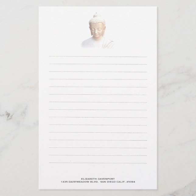 Buddha in White | Serene Meditative and Lugn Brevpapper (Framsida)