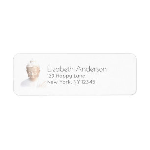 Buddha in White Serene Meditative and Lugn Returadress Etikett