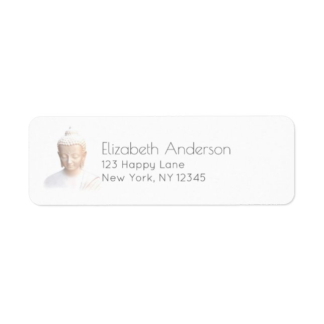 Buddha in White | Serene Meditative and Lugn Returadress Etikett (Framsidan)