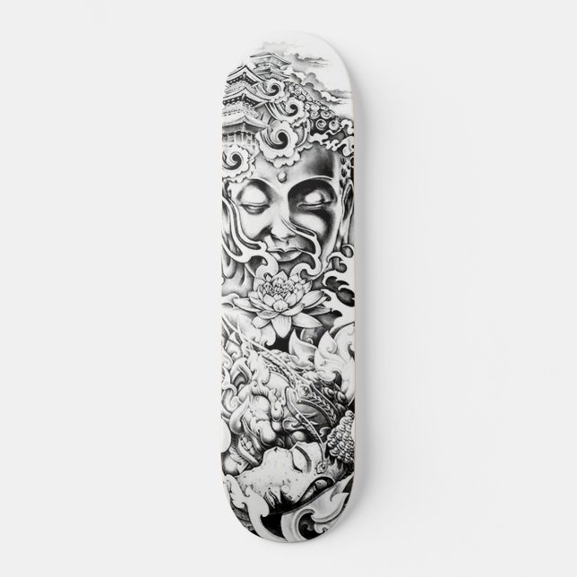 Buddha Japansk Demon Lotus Palace Wave Skateboard (Framsida)
