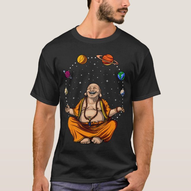Buddha jonglerar rymdplaneter t shirt (Framsida)