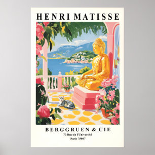 Buddha Katt Konsttryck Matisse Stil Andlig Vägg Poster