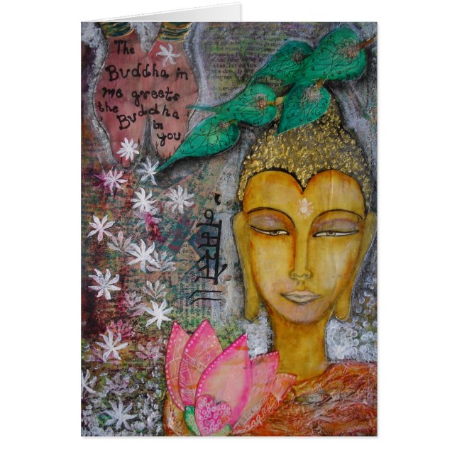 Buddha kort med Namaste i Hindi från Indien (Framsidan)