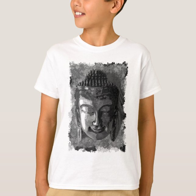 Buddha leende I - halvtonssvart + dina idéer T-shirt (Framsida)