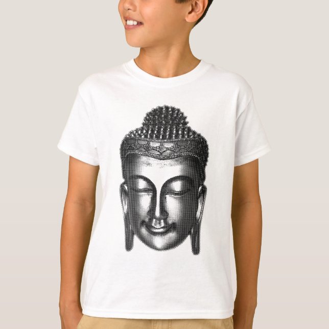 Buddha-leende II - halvtonssvart + dina idéer T-shirt (Framsida)