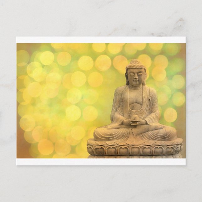 buddha light (gult) vykort (Framsida)