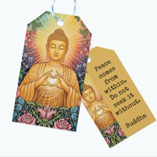 Buddha, ljust, Party, Blommigt, Vintage Presentetikett
