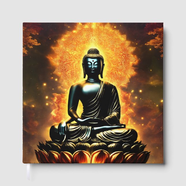 Buddha-logotyp Vit Linjerad Gästbok (Framsida)