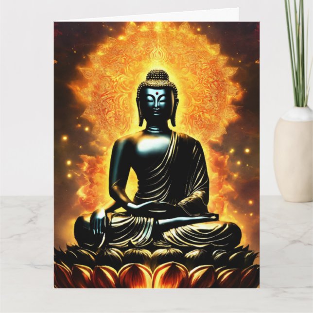 Buddha-logotyp Vit Linjerad Gästbok Kort (Framsida)