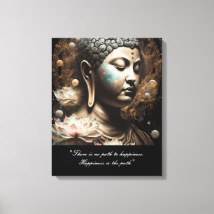 Buddha Lotus Flower Happiness Quote Canvastryck