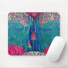 Buddha Lotus grönt meditation Buddhism Mouse Pad Musmatta