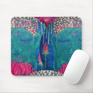 Buddha Lotus grönt meditation Buddhism Mouse Pad Musmatta