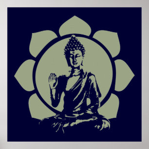 Buddha lotusblommatryck poster