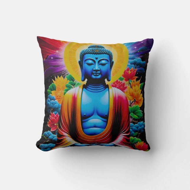 Buddha Lysande Uppvaknande Kudde (Framsida)