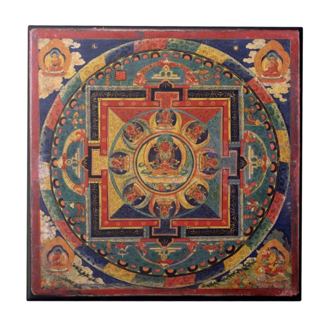 Buddha Mandala antika tibetana Thanka Kakelplatta (Framsidan)