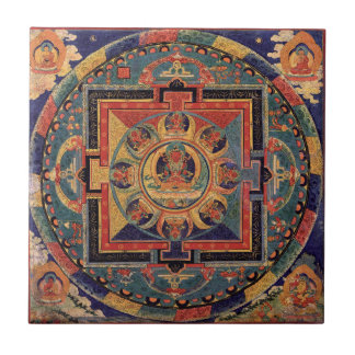 Buddha Mandala Antique Tibetan Thanka Tile Kakelplatta