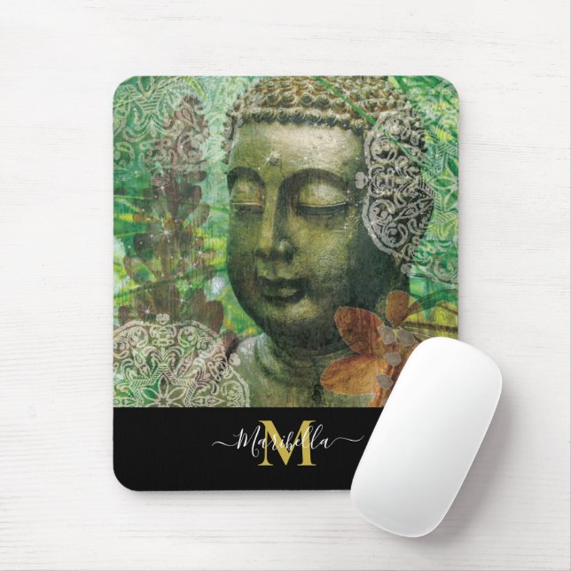 Buddha Mandala Boho Personalize Monogram Musmatta (Med mus)