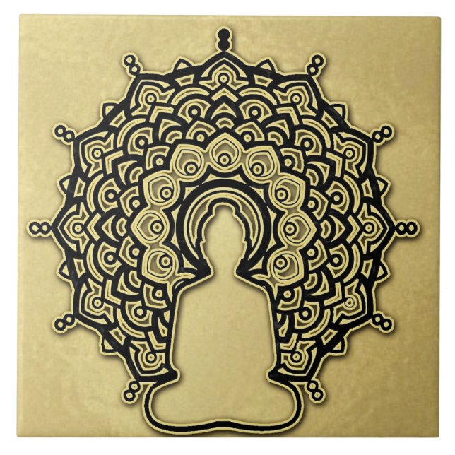 Buddha Mandala Ceramic Tile. Kakelplatta (Framsidan)