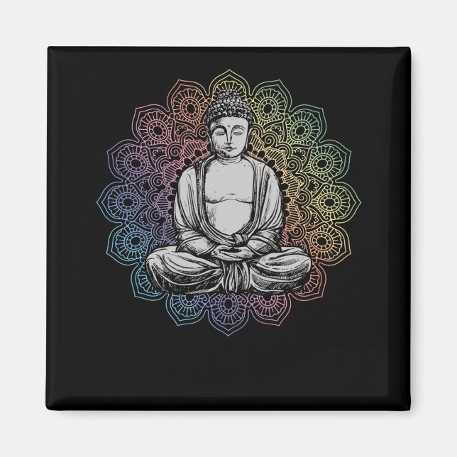 Buddha Mandala Yoga Andlig Buddhism Magnet (Framsidan)