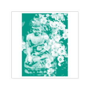 BUDDHA MED BLOOMS GUBBER FRIMÄRKE SJÄLVFÄRGANDE STÄMPEL