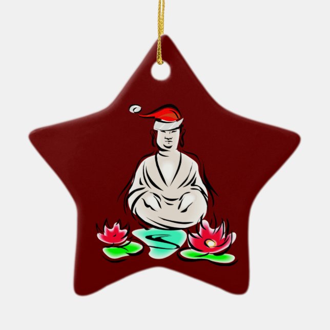 Buddha med den Santa hatten Julgransprydnad Keramik (Framsidan)
