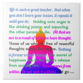 Buddha med flera färg-silhuett och ord kakelplatta