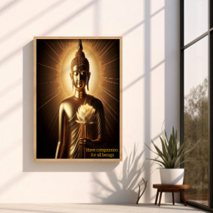 Buddha med lotus blomma poster