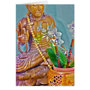 Buddha med White Orchids Hälsningskort