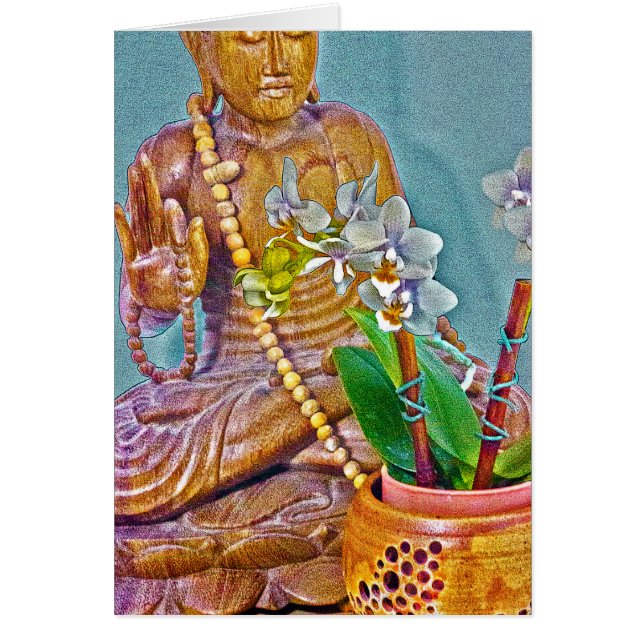 Buddha med White Orchids Hälsningskort (Framsidan)