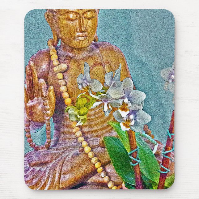 Buddha med White Orchids Musmatta (Framsidan)