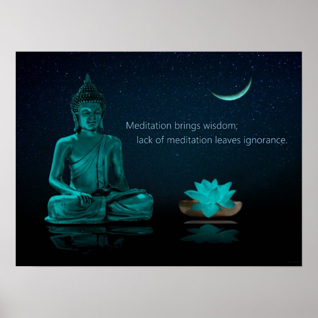 Buddha Meditation Lotus Flower Östra Religion Poster (Framsidan)