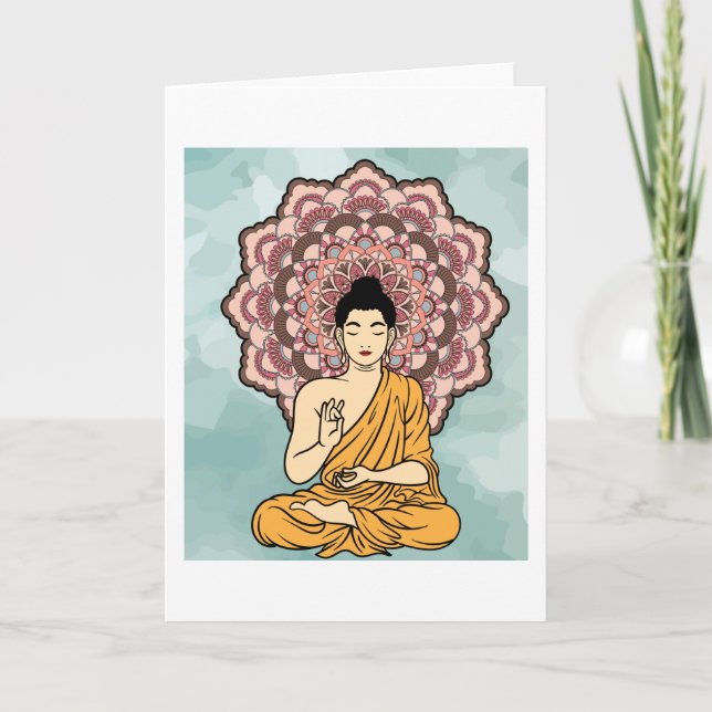 Buddha Meditation Mandala Retro Kort (Framsida)